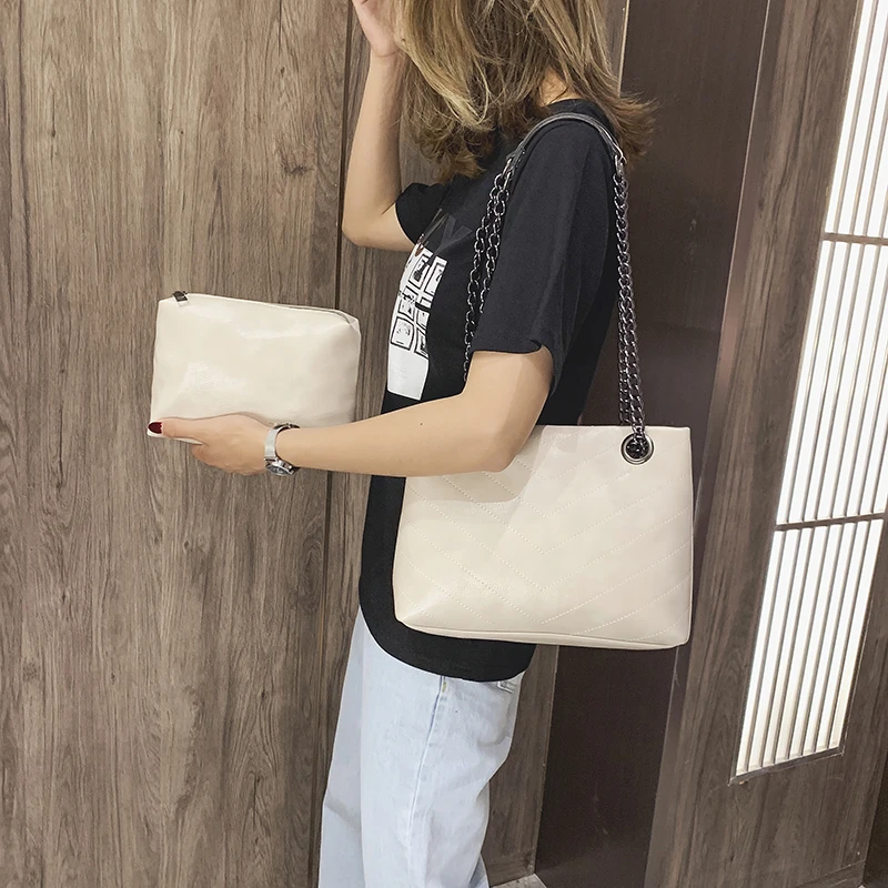 

Fashion 2PCS PU Leather chain Women Handbag bolso mujer bags for women 2019 luxury handbags women bags designer sac main femme