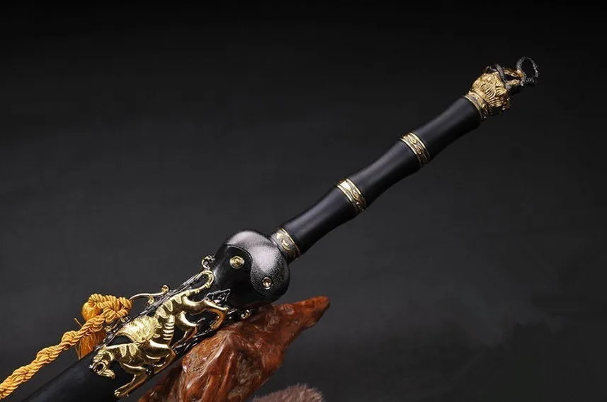 Китайский меч, деревянные ножны, нож из черного сплава, дамасская сталь/xuanwu Jian@ 3818
