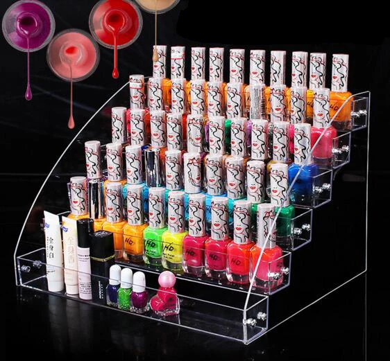 

Pro 4-7 Tiers Acrylic Clear Cosmetic Varnish Display Stand Rack Holder Removable Nail Polish shelves Women Makeup Organizer Case