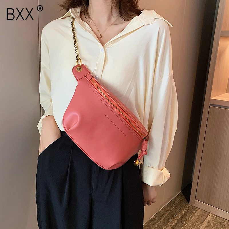 

[BXX]Women Single Shoulder Crossbody Bag All-match Tide Brand Designer Package Female Streetwear Chest Waist Chain Package HG665