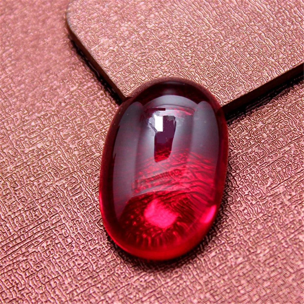 

Joanlyn Big Size Ruby Oval Cabochon Smooth Polished Surface Egg Shape Blood-red Ruby Cabochon Flat Back 2 Sizes to Choose C12R