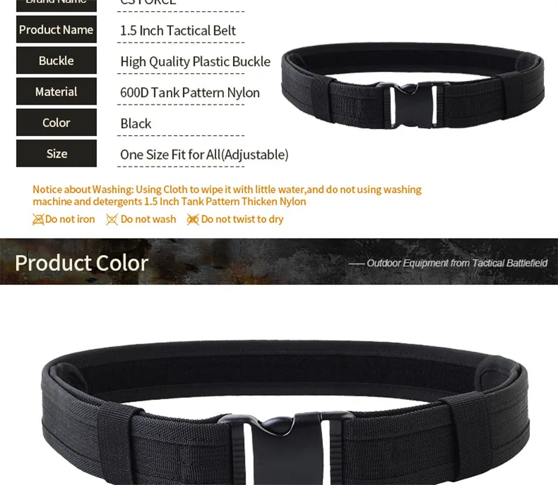 Combat 2 Inch Adjustable Waist Belt with Molle Pouch Belt Waist Pack Bag Buckle for Military Army Outdoor Hiking Climbing Hunting 10