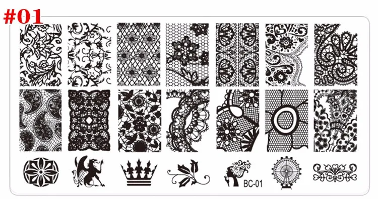 Flores de Renda Unha de Aço Novas Unha Selo Arte Carimbar Placa Imagem 10 Pçs - Lote 6*12 cm Template Inoxidável Manicure Ferramentas Stencil 3 High Quality Beleza e saúde