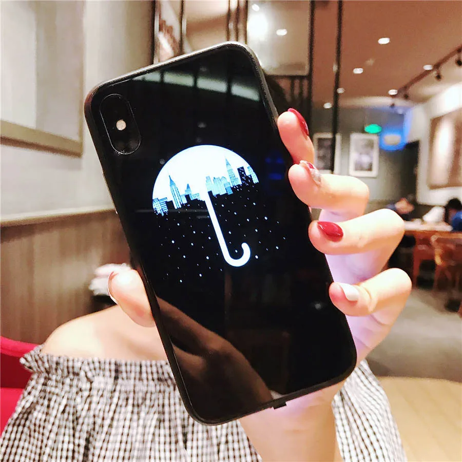Smart Glowing Case for iPhone X 6S 7 8 Plus Lighting Mirror Glass Back Cover Mobile Phone Protective Case for iPhone 6 7 8 Funda (6)