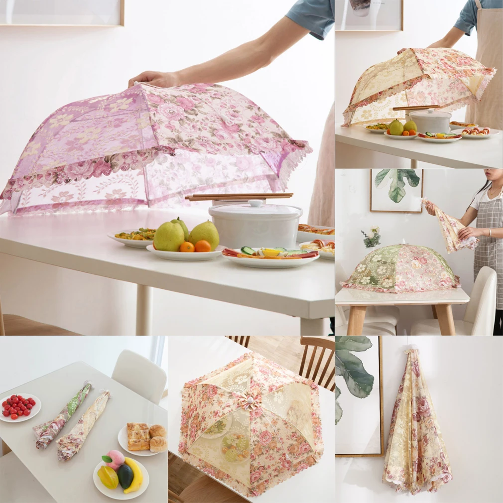 

Faroot Kitchen Folded Mesh Food Cover Anti Fly Mosquito Umbrella Hygiene Grid Style Food Dish Cover BBQ Picnic Kitchenware