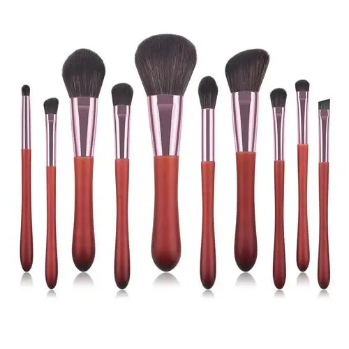 4 многофункционального макияжа Borstel Roestvrij Staal Telescope Handvat Rayon Borstel Houten Make-up Borstel Make-up Artiest - Handle Color: 10pcs brush