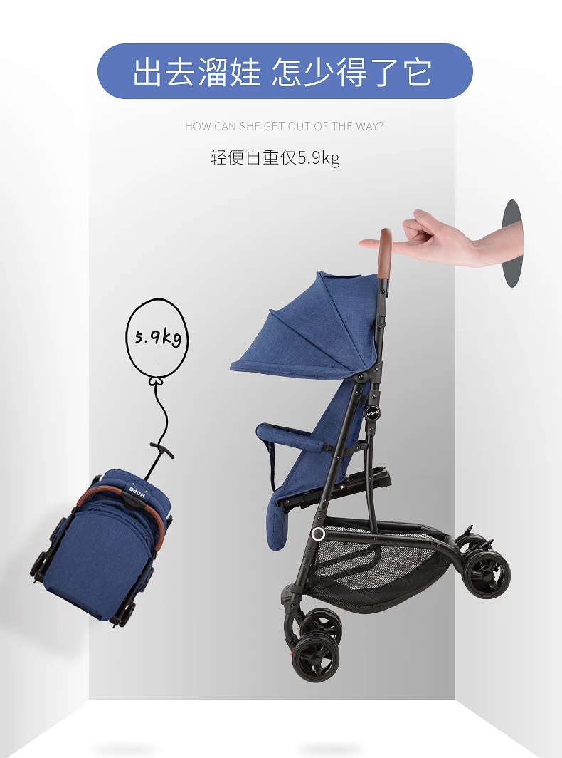 Детская коляска для детей от 0 до 3 лет, ультра-светильник, одна рука в секунду, может лежать на самолете, детская коляска с зонтиком