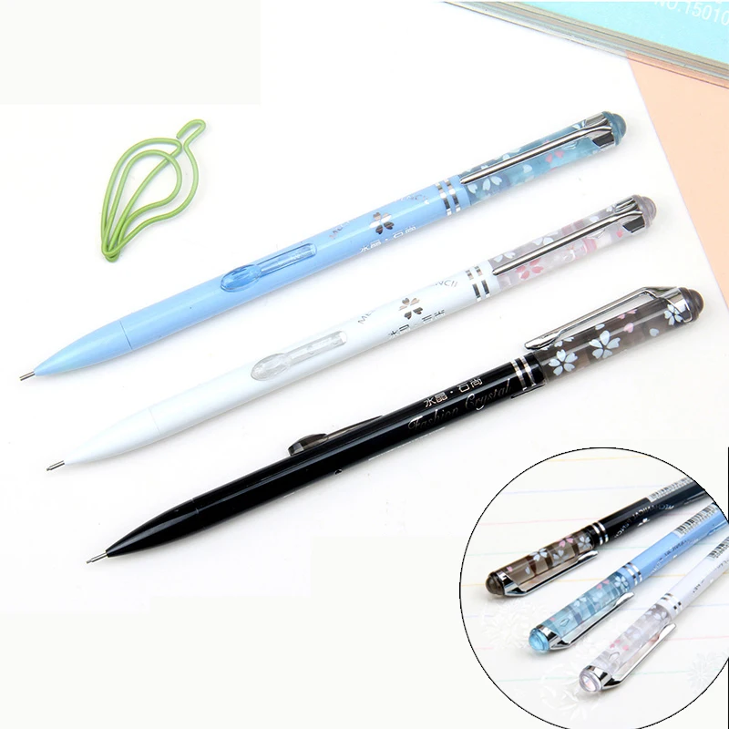 

3 pcs/lot Cute Crystal Mechanical Pencil Lovely Flowers Decoration Automatic Pencils for Student Writing Office School Supplies