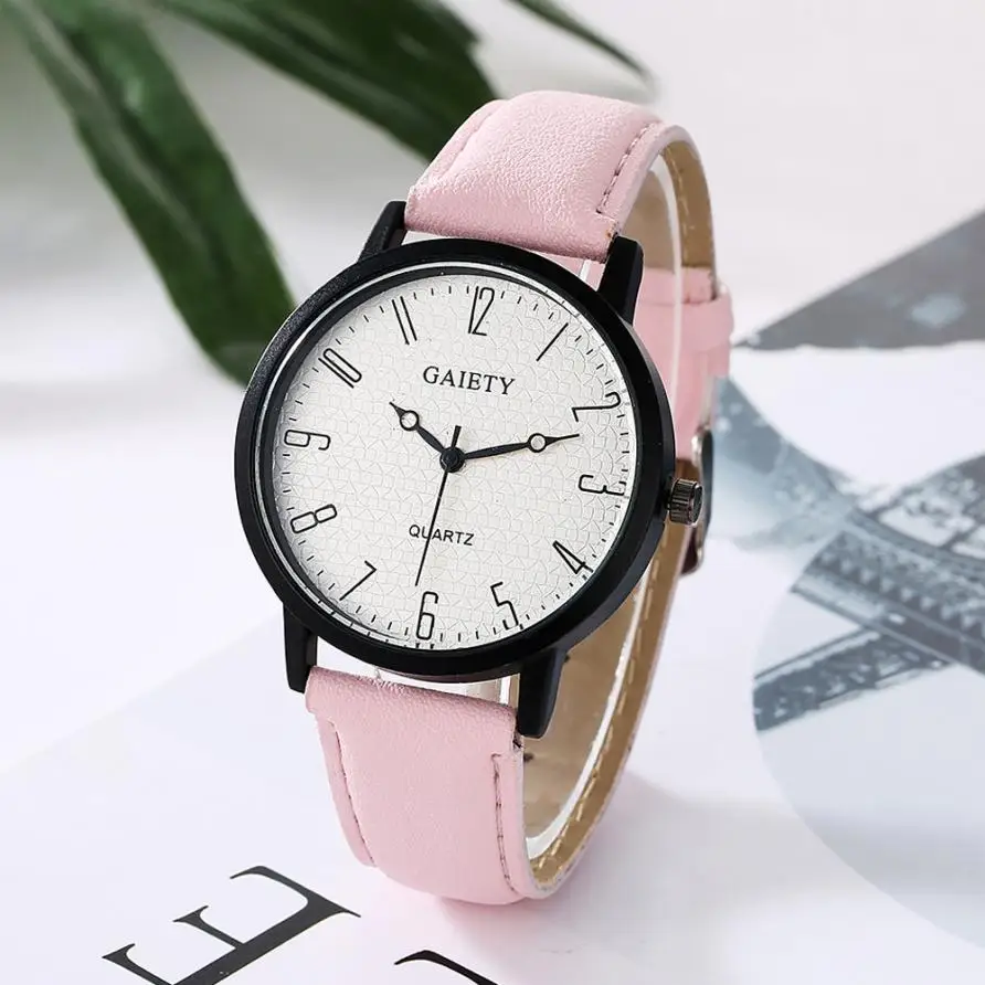 

#5001 Leisure Fashion Woman Watch Women Fashion Leather Band Analog Quartz Round Wrist Watch Watches