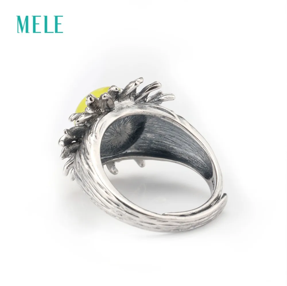 Натуральное желтое серебряное кольцо prehnite, круглое 10 мм, модный дизайн и высокое качество, гибкое кольцо Размер, Модные женские ювелирные изделия