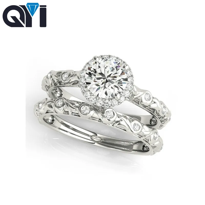 

QYI Engagement Rings 925 Sterling Silver Round Rings Sets Wedding ring Women Fashion Wedding Jewelry For Girls