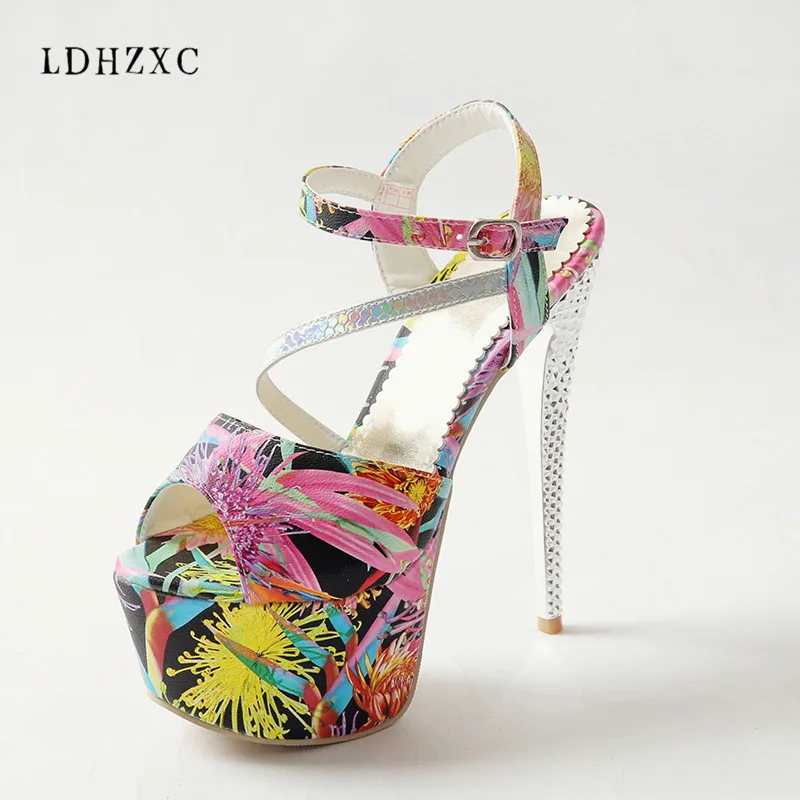 

LDHZXC green yellow thick heel platform elegant shoes woman buckle wedding shoes women high heels sandals