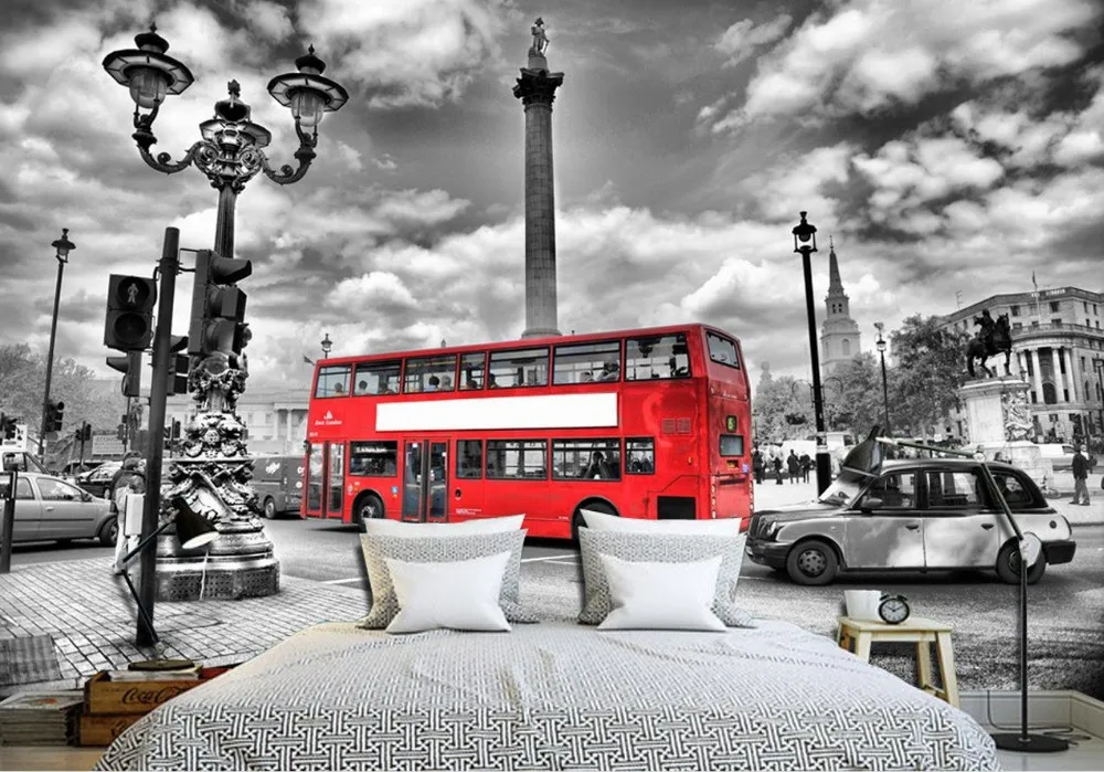 Decoración del hogar 3D mural diseños London Street arte de blanco y