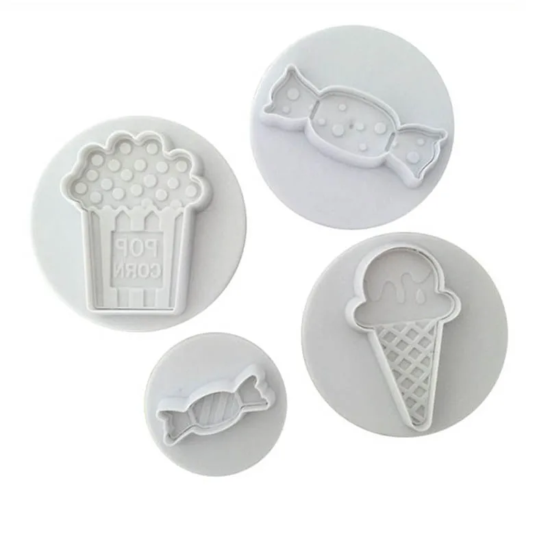 

Fondant Cutter Biscuits Mold Cake Decorating Tools Plastic Cake Fondant Plunger Candy Makeup Mirror Shape 4Pcs Kitchen Gadgets