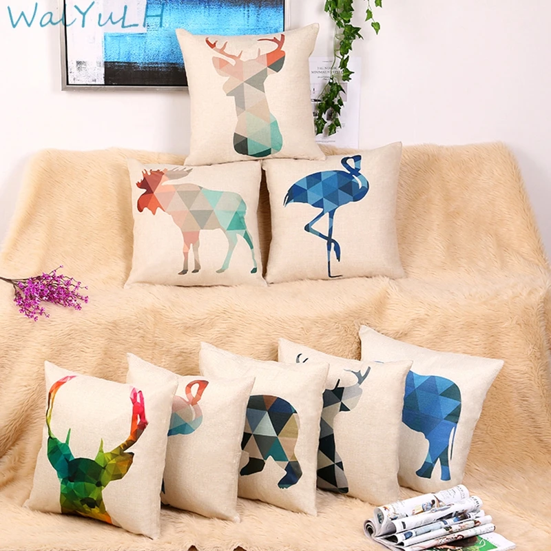 

WalYuLH Distinctive Artistic Style Geometric Pattern Animals Throw Pliiow Case For Home Decor Or Gift Chair Sofa Cushion Cover