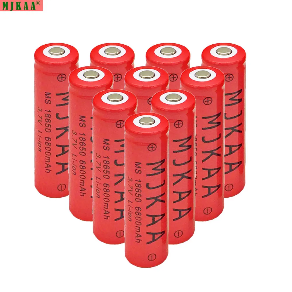 

MJKAA 10pcs/lot 18650 battery 3.7v 6800mAh Li-ion Rechargeable Battery for Flashlight camping hiking 3.7v Li-ion 18650 batteria