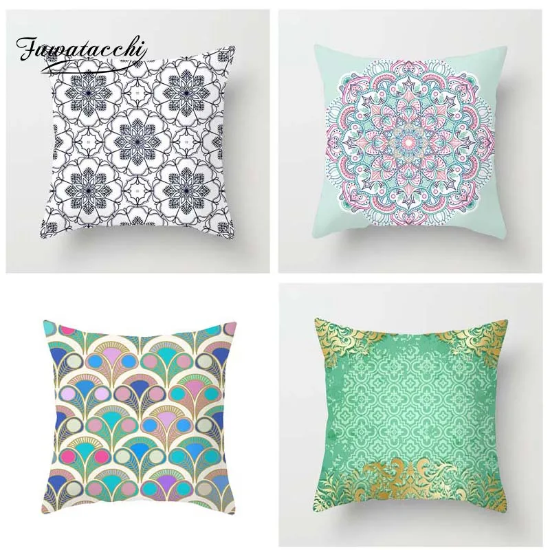 

Fuwatacchi Ethnic Style Cushion Cover Indian Elephant Printed Pillow Cover Colorful Print Decorative Pillows For Sofa Car Home