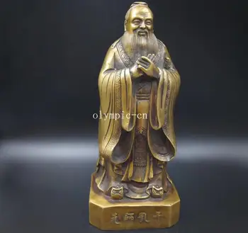 

12'' bronze copper carvings chinese famous philosopher Confucius statue