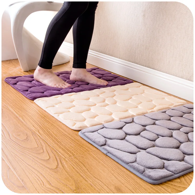 Coral Fleece Bathroom Memory Foam Rug Kit Toilet Pattern Bath Non slip