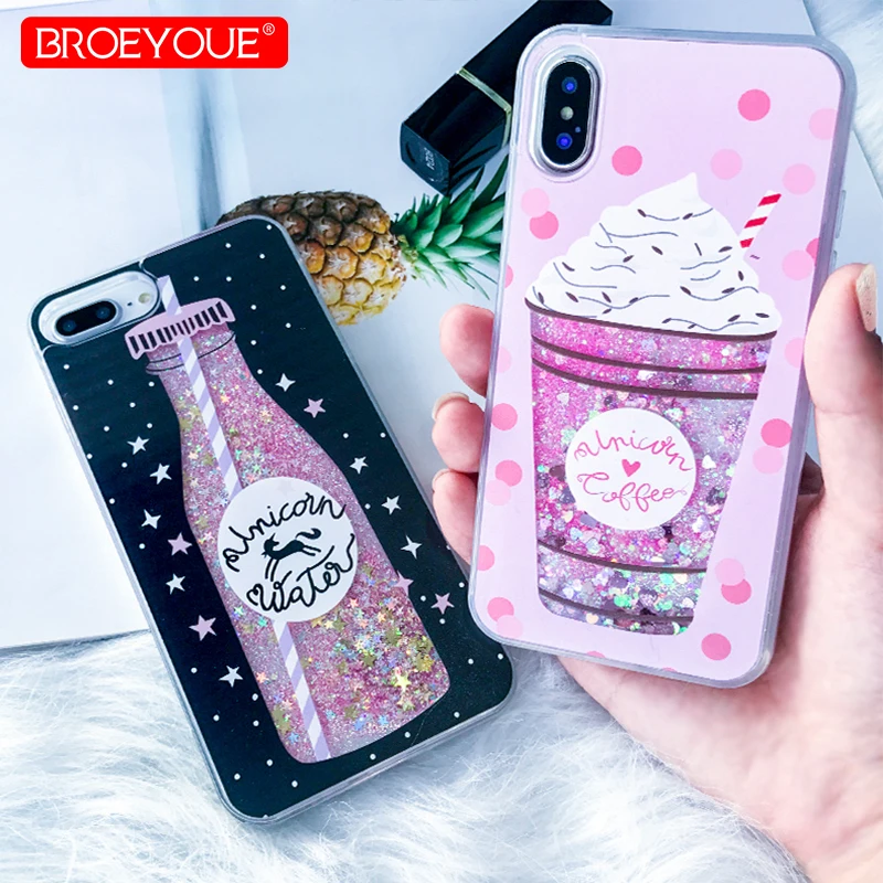 Liquid Glitter Phone Case For iPhone X 7 6 6s Plus 5 5S SE Cases For