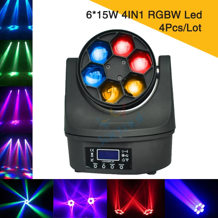 Новый пчелиный глаз свет Led Луч движущаяся головка 6x15 ватт RGBW мини Hawkeye Dj диско