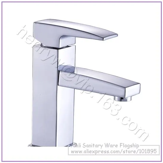

L15728 - Luxury Brass Basin Faucet Hot & Cold Water Mixer Deck Mounted Square Basin Tap