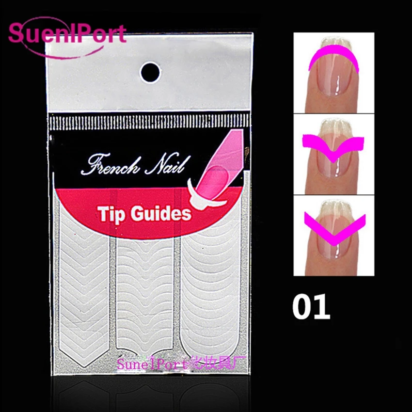 

Sune l Port 2pcs Nail sticker French Manicure Smile Tip Guides Pedicure DIY Nail Art Stickers White False Nail Art Decal Tips
