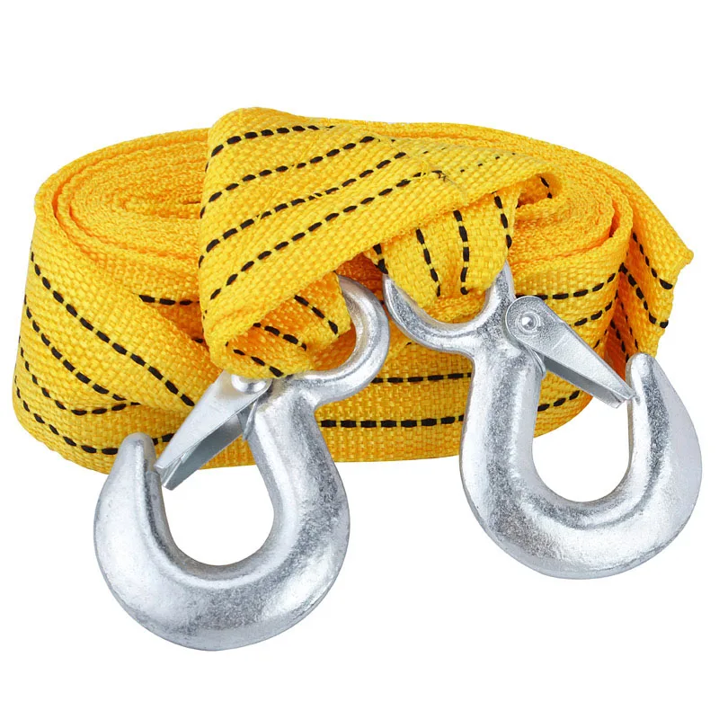 4M 3 Tons Car Towing Ropes Tow Cable Nylon Strap Rope Heavy Duty Towing Pull Rope Towing Cable with Hooks High Strenght