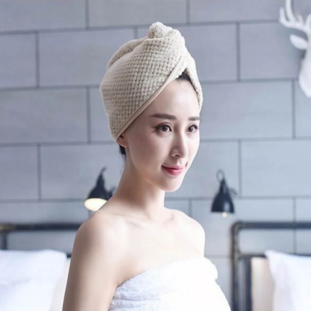 Solid Color Soft Velvet Lady Hair Drying Cap Shower Cap Bathing Super Water Absorbent Hair Drying Towel Hat