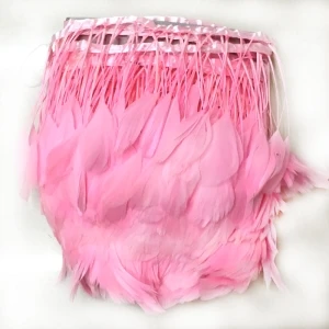 10-15 см гусиное перо отделка 10 ярдов/лот красивый серый в полоску гусиные перья шляпа Головной убор DIY Украшение для карнавальной вечеринки - Цвет: pink