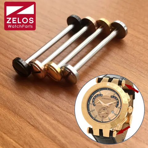 Haste do Tubo para Versace Peças do Kit Rosa de Ouro Assistir Parafuso V-racechrono Relógio Link Ouro – Preto Prateado Lug