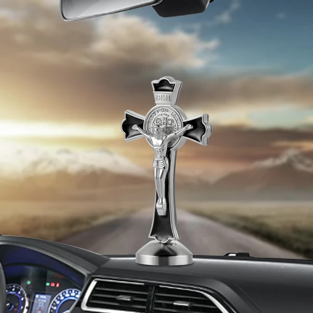 Metal Jesus Crucifix Christ INRI Cross Figurines Car Dashboard