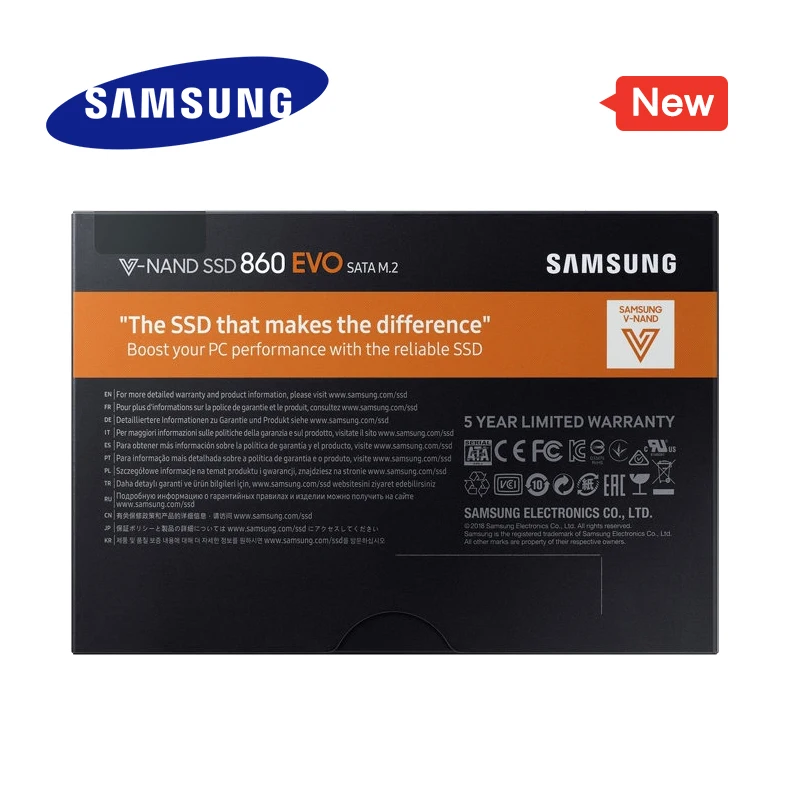 SAMSUNG SSD 860 EVO M.2 2280 SATA 250 ГБ 500 1 ТБ Внутренний твердотельный жесткий диск HDD M2 ноутбука, настольного компьютера, ПК, MLC PCIE M.2