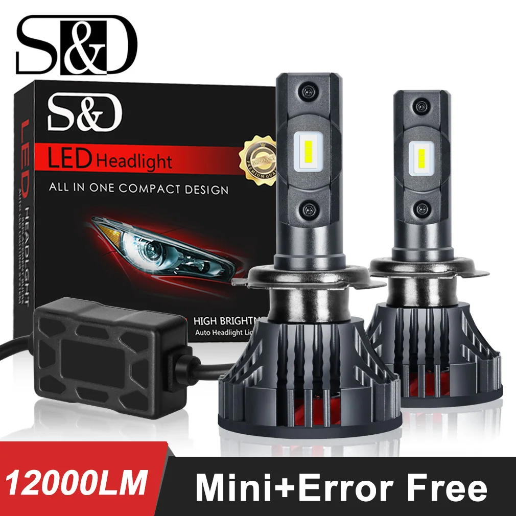 

2pcs H1 H4 H7 LED H11 HB3 9005 HB4 9006 Car LED Headlight Bulbs Canbus Error Free 12000LM 6000K Mini Auto Headlamp Fog 12V 24V