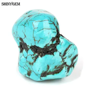 

ShinyGem Irregular 20-25mm Blue Green Turquoises Solid Real Pattern Turquoises Natural Stone Beads For DIY Jewelry Making 1piece