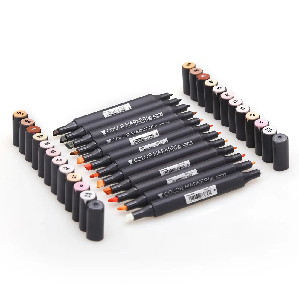 Billig ST12 Manga Farben Doppel Ended Pinsel Marker SkinTones Art Marker Set Für Skizze Grafik Design Figures Cartoon Comic Haut farbe