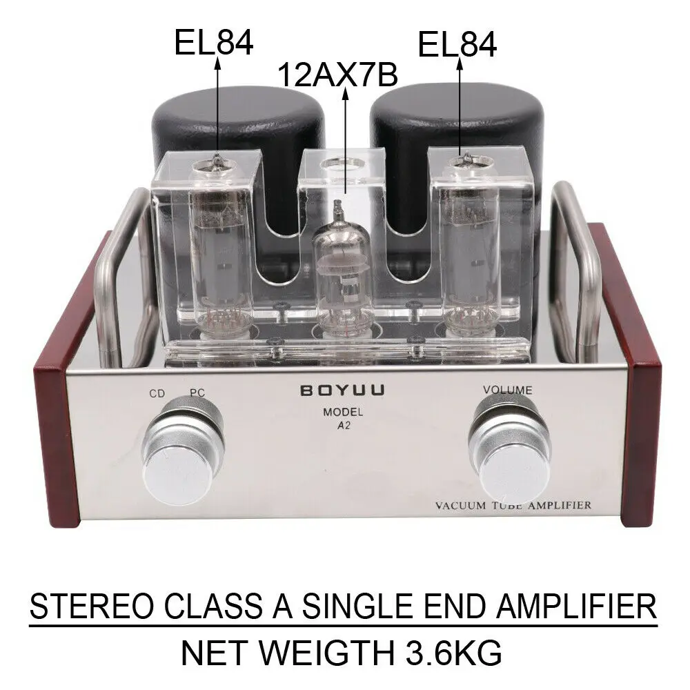 Вакуумный ламповый усилитель стерео одиночный конец класса A EL84 12AX7 Настольный ламповый усилитель интегрированный винтажный аудио HiFi 3,6 Вт