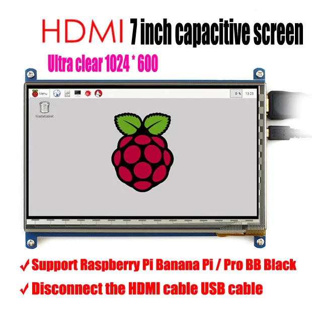 2017 latest version 7 inch LCD screen display for HDMI Raspberry Pi IPS raspberry pie ultra clear screen 1024X600