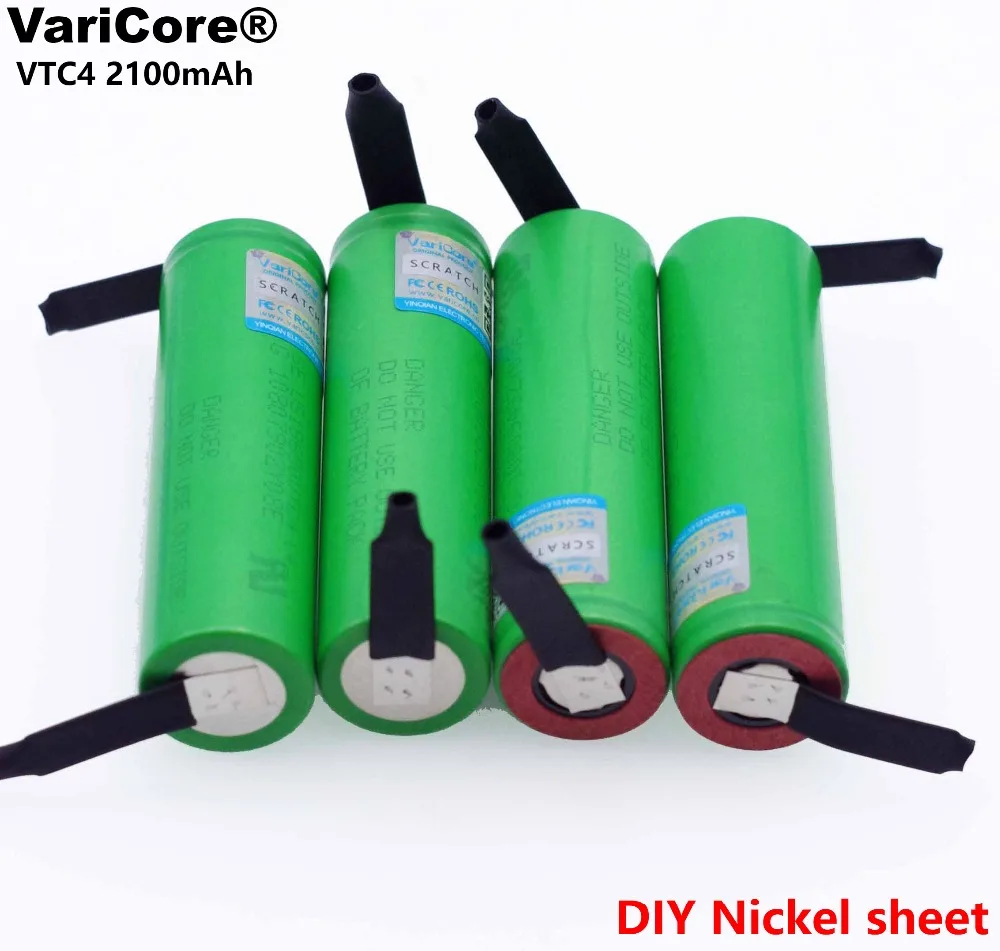 

VariCore 100% Original 3.6V 18650 VTC4 2100mAh High drain 30A Rechargeable battery For US18650VTC4 +DIY Nickel sheets