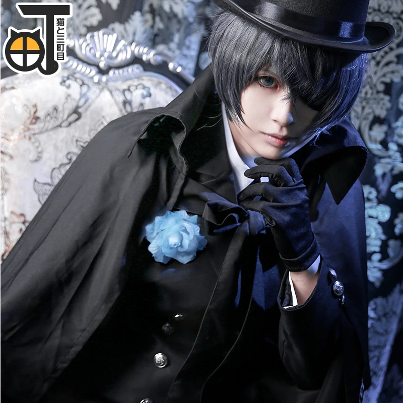 [Сток] Хит, аниме, Черный дворецкий, Ciel Phantomhive, костюм для косплея, для похорон, униот, полный комплект, L-XL на Рождество