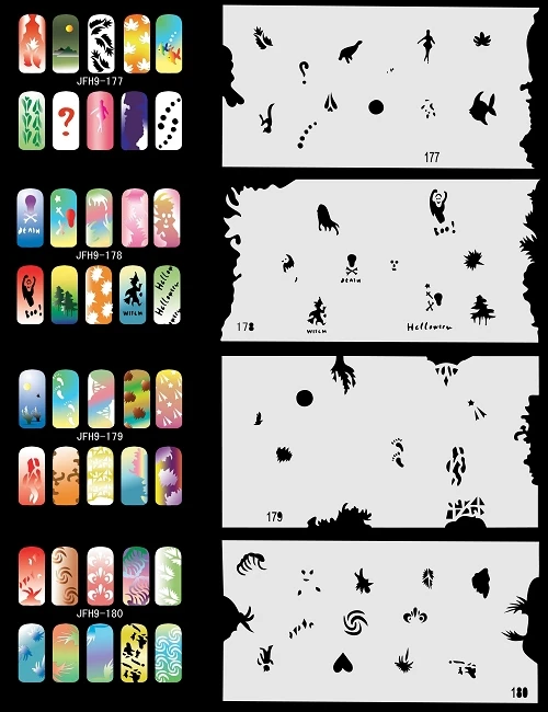 Colopaint пользовательские Аэрограф Дизайн ногтей набор трафаретов 9 с 20 Трафарет
