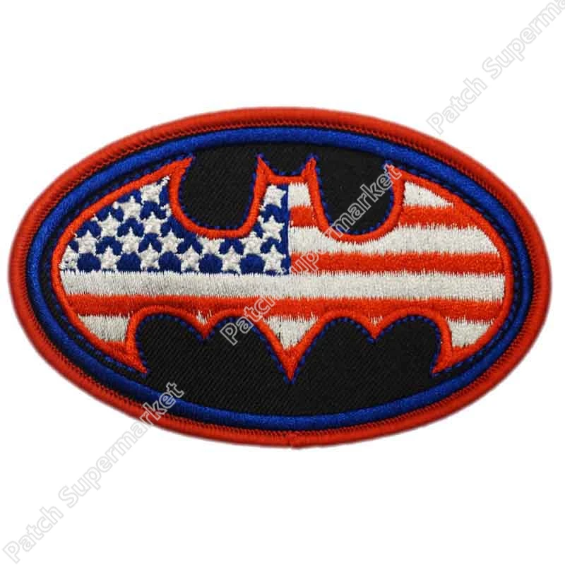 

4" American Flag Batman DC Comic Embroidered Uniform Movie TV Series Iron On Patch Custome APPLIQUE