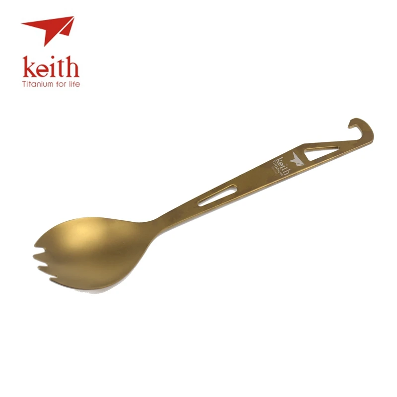 Keith Titanium Spork con Tenedores punta botella camping tablewares picnic conveniente percha superior Tenedores cuchara 15g ti5311