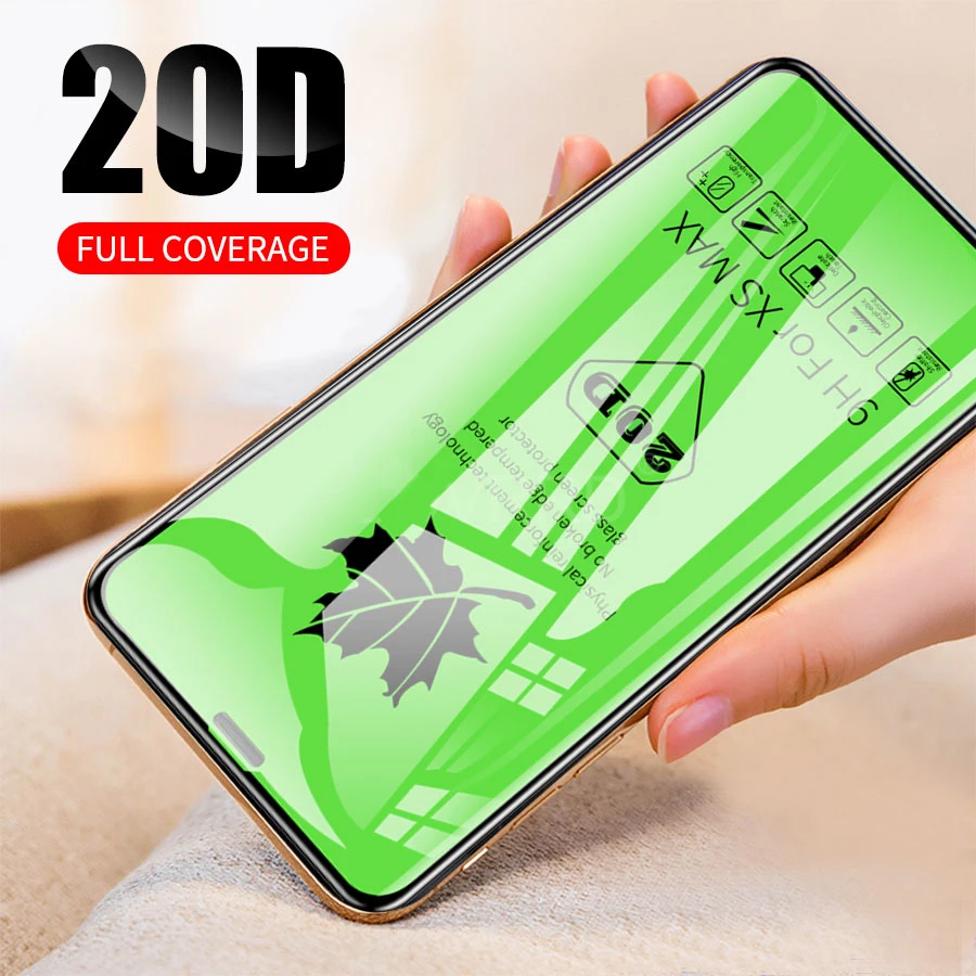 

New 20D Full Cover Curved Screen ProtectorFor iPhone 8 7 6 6s Plus XR XS Max 11 Pro Max 9H Tempered Glass Clear Protective Film