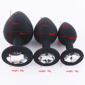 RunYu Small Medium Large Silicone Butt Plug With Crystal Jewelry Smooth Touch Anal Plug No Vibrator Anal Toys For Woman & Men small medium large silicone butt plug with crystal jewelry smooth touch anal plug no vibration anal sex toys for woman men gay
