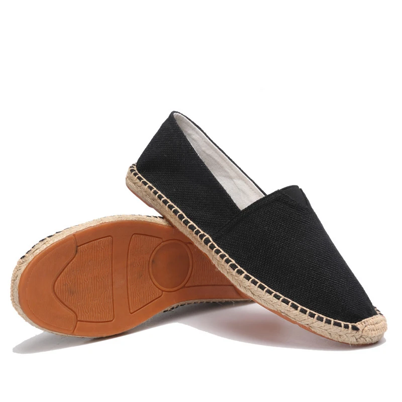 OUDINIAO Hemp Wrap Mens Shoes Spring Espadrilles Men 2019 Canvas Shoes Men Breathable Men's Loafers Slip On Solid Black White OUDINIAO Hemp Wrap Mens Shoes Spring Espadrilles Men 2019 Canvas Shoes Men Breathable Men's Loafers Slip On Solid Black White
