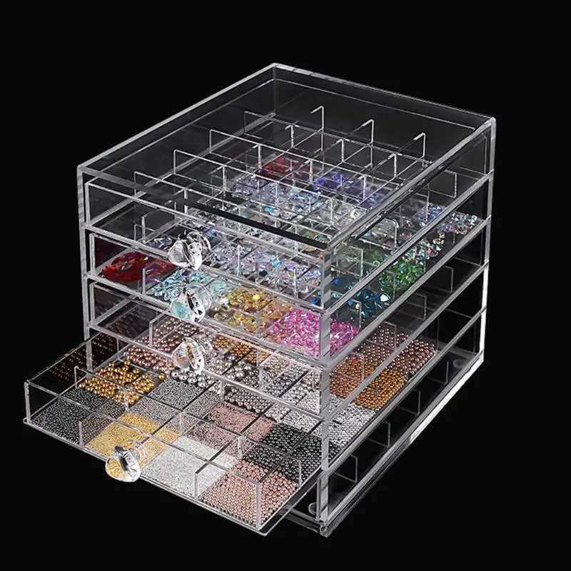  100 Grid Acrylic Makeup Organizer Storage Box Nail Art Display Cosmetic Nail Display Stand Showing 
