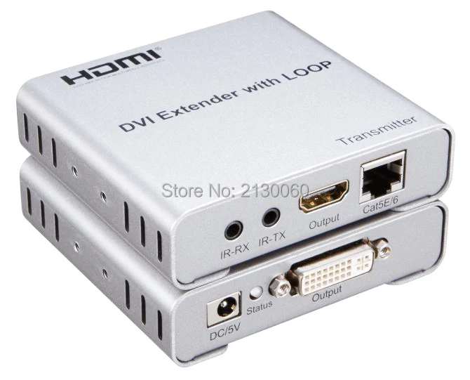 DVI 1080 P 50 м Extender, Cat5/6 Extender, 50 м DVI Extender с петлей-над Cat5/6