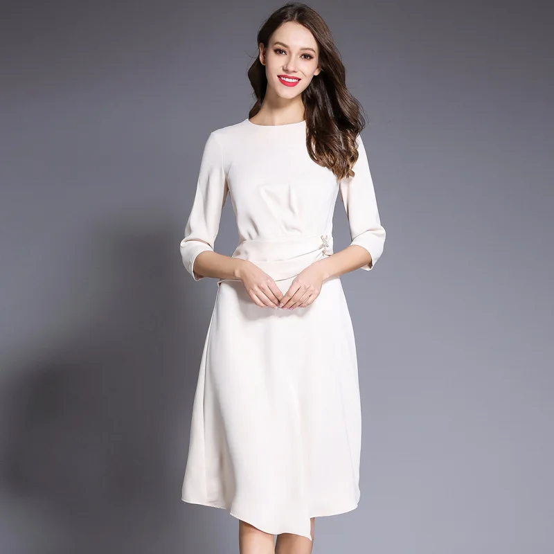 White Black Dress 2018 High Quality Office Career Women Dress Star