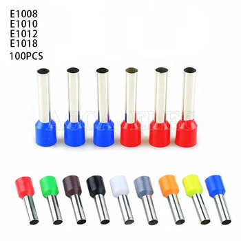 

E1008 E1010 E1012 Tube insulating Insulated terminals 100PCS/Pack 1MM2 Cable Wire Connector Insulating Crimp Terminal Connector